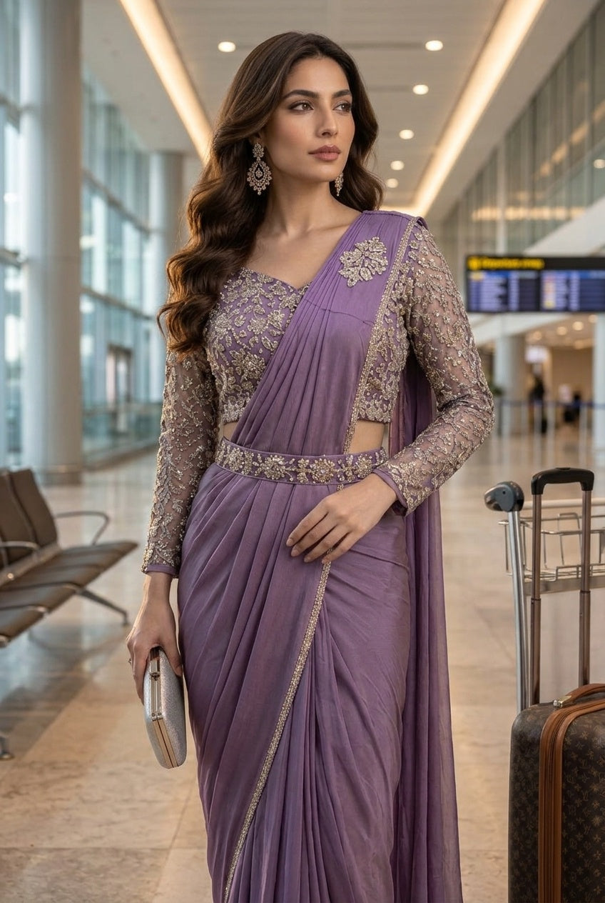Lavender with Silver Embroidery