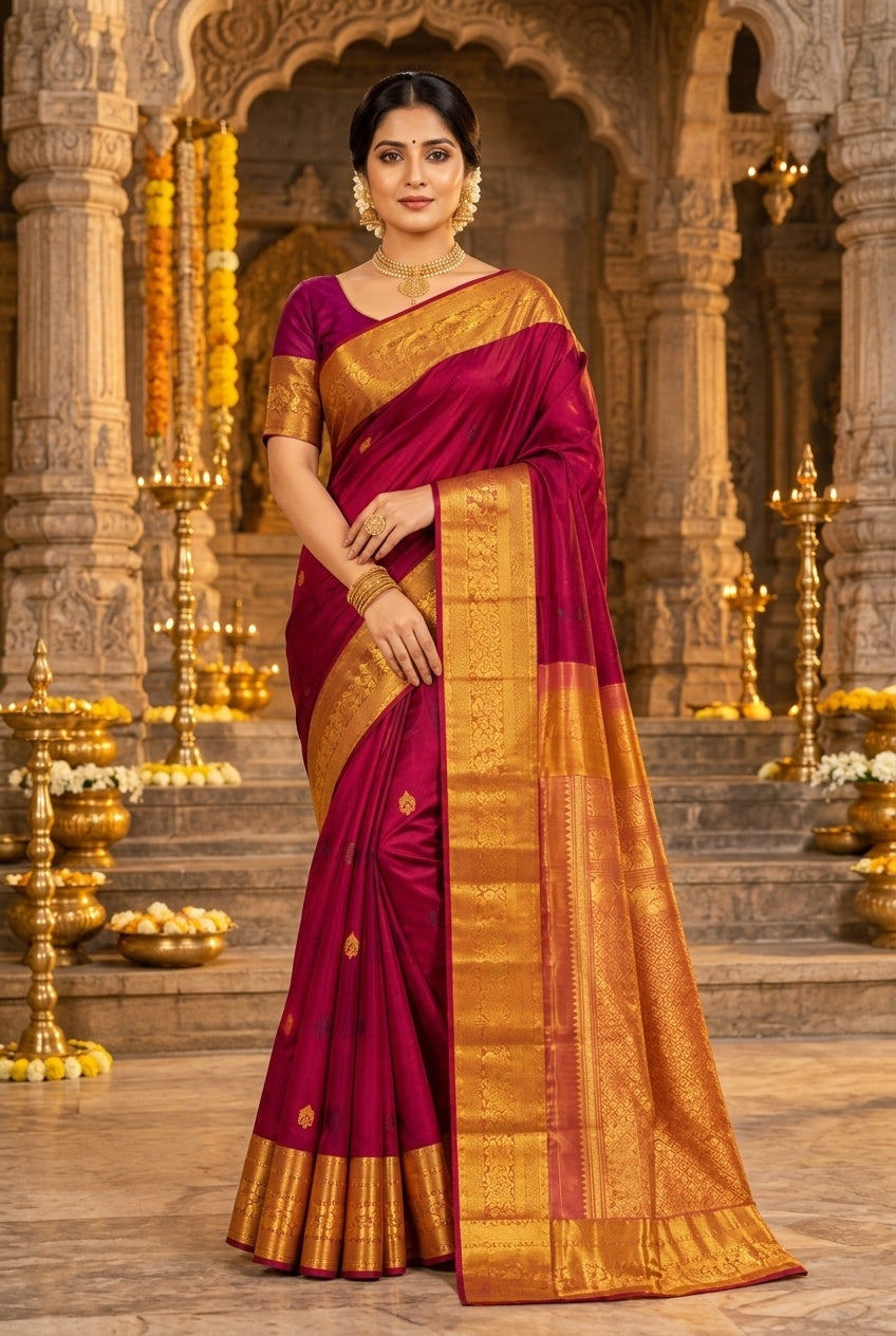 Owlsky Pure Handloom Kanchipuram silk saree