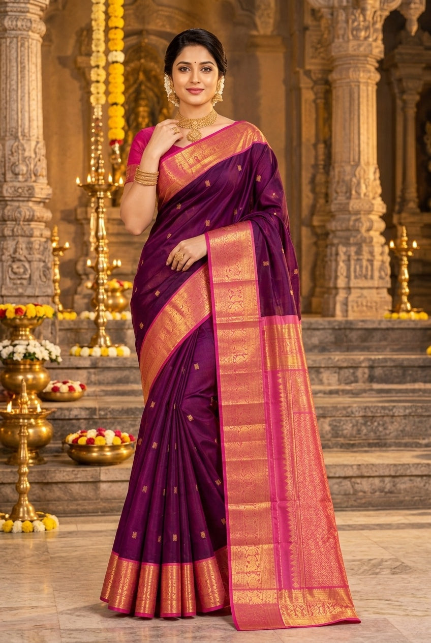 Owlsky Pure Handloom Kanchipuram Silk Saree