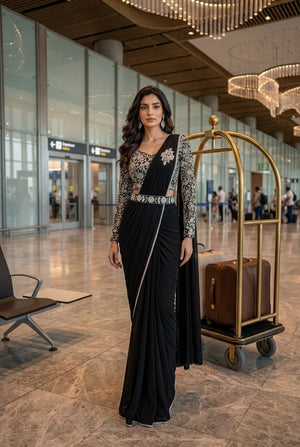 Black With Silver Embroidery