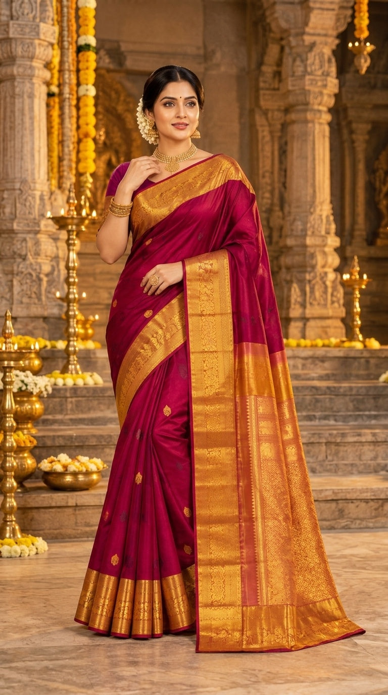Owlsky Pure Handloom Kanchipuram silk saree
