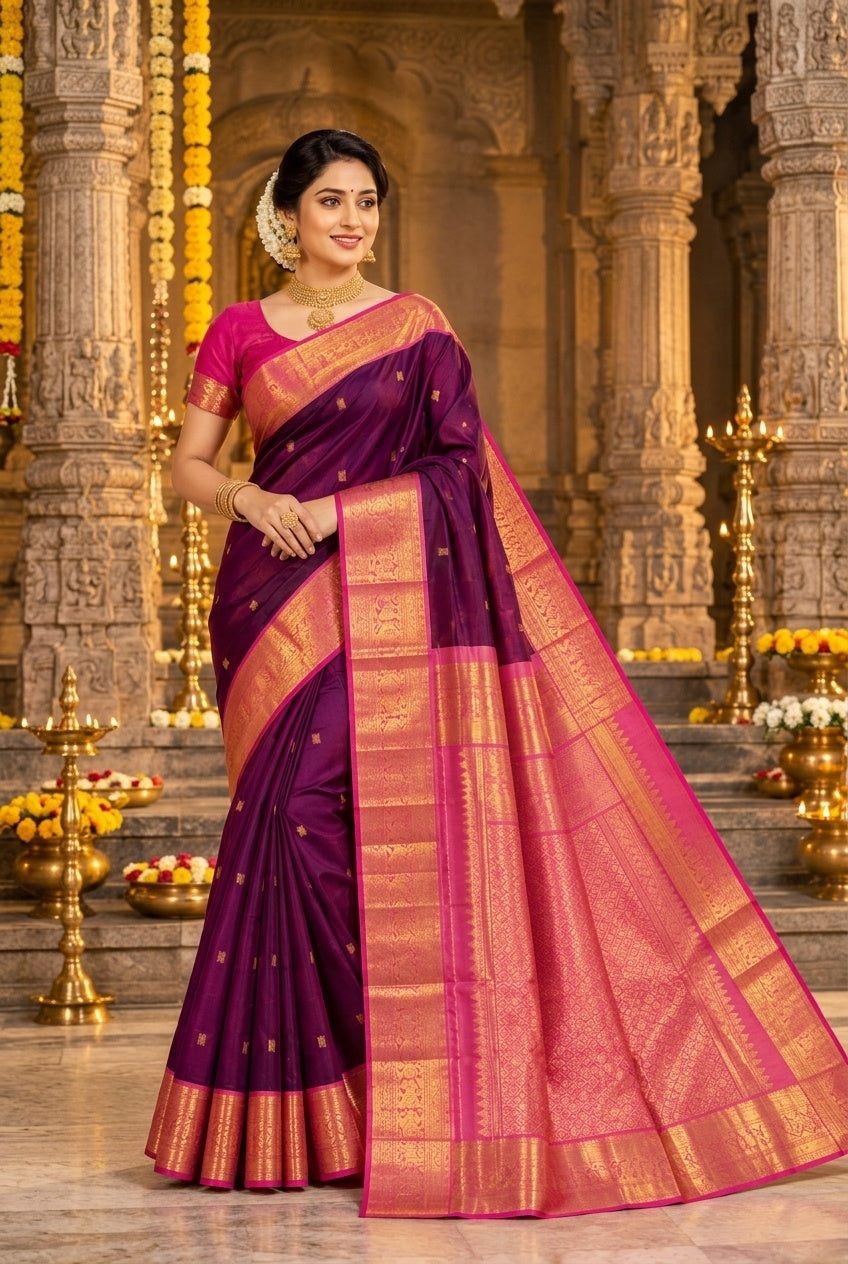 Owlsky Pure Handloom Kanchipuram Silk Saree