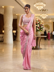 Baby Pink with Silver Embroidery