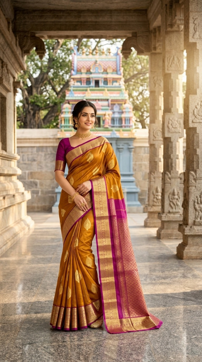 Mustard Gold & Rani Pink