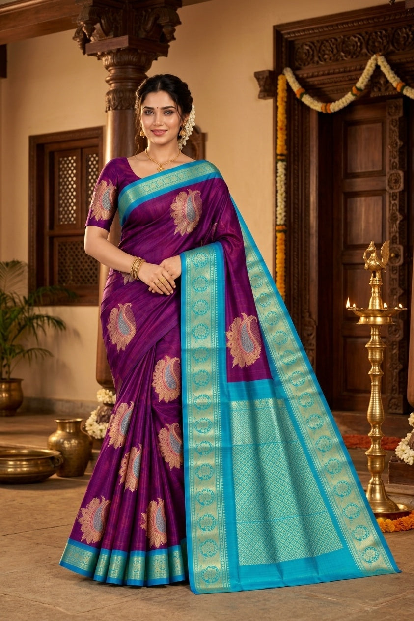 Purple With Turquoise Blue Border