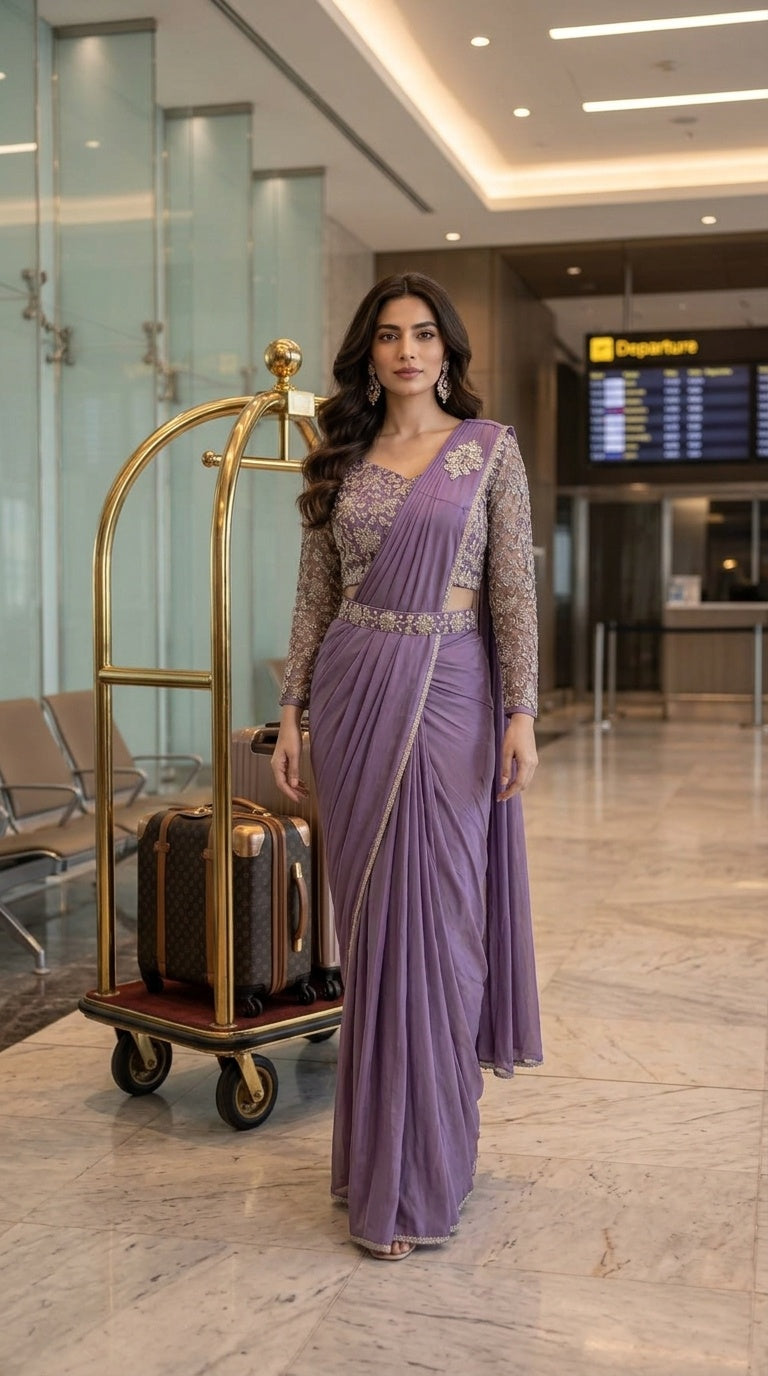 Lavender with Silver Embroidery