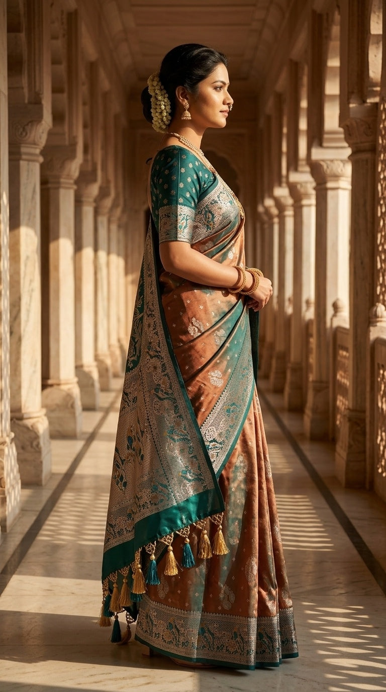 Premium Soft Paithani Silk Saree for Women with Meenakari Zari Weaving, Peacock Pallu, Rich Floral Border & Brocade Blouse