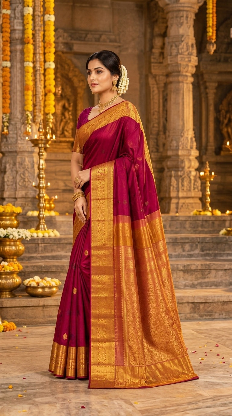 Owlsky Pure Handloom Kanchipuram silk saree