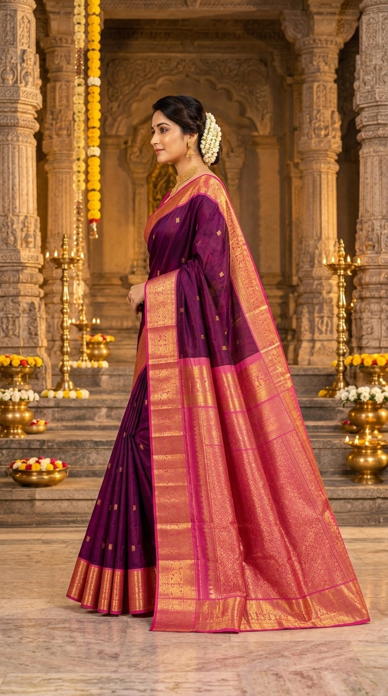 Owlsky Pure Handloom Kanchipuram Silk Saree