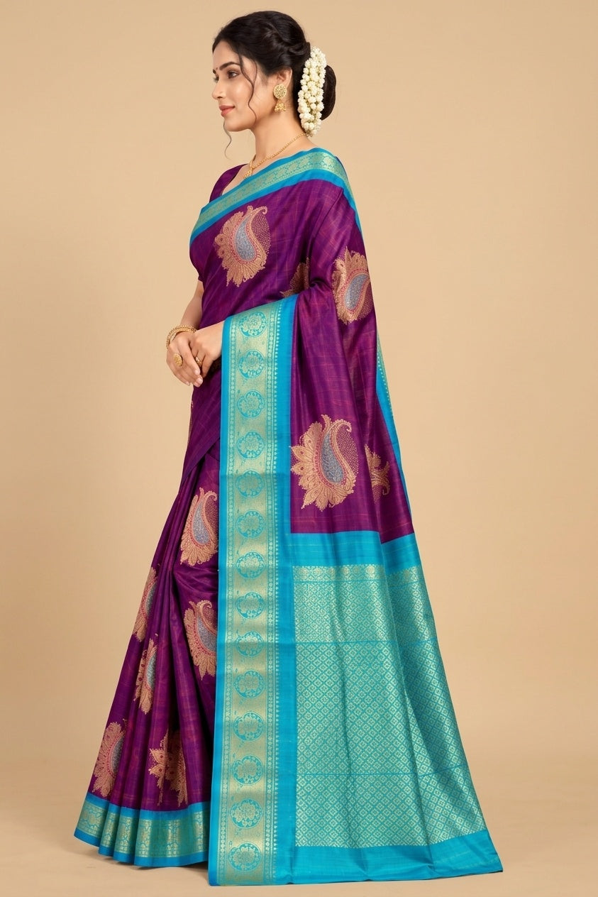 Purple With Turquoise Blue Border