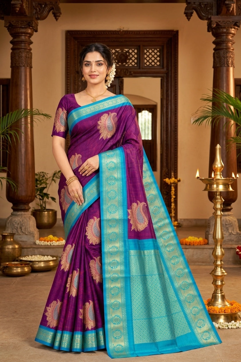 Purple With Turquoise Blue Border