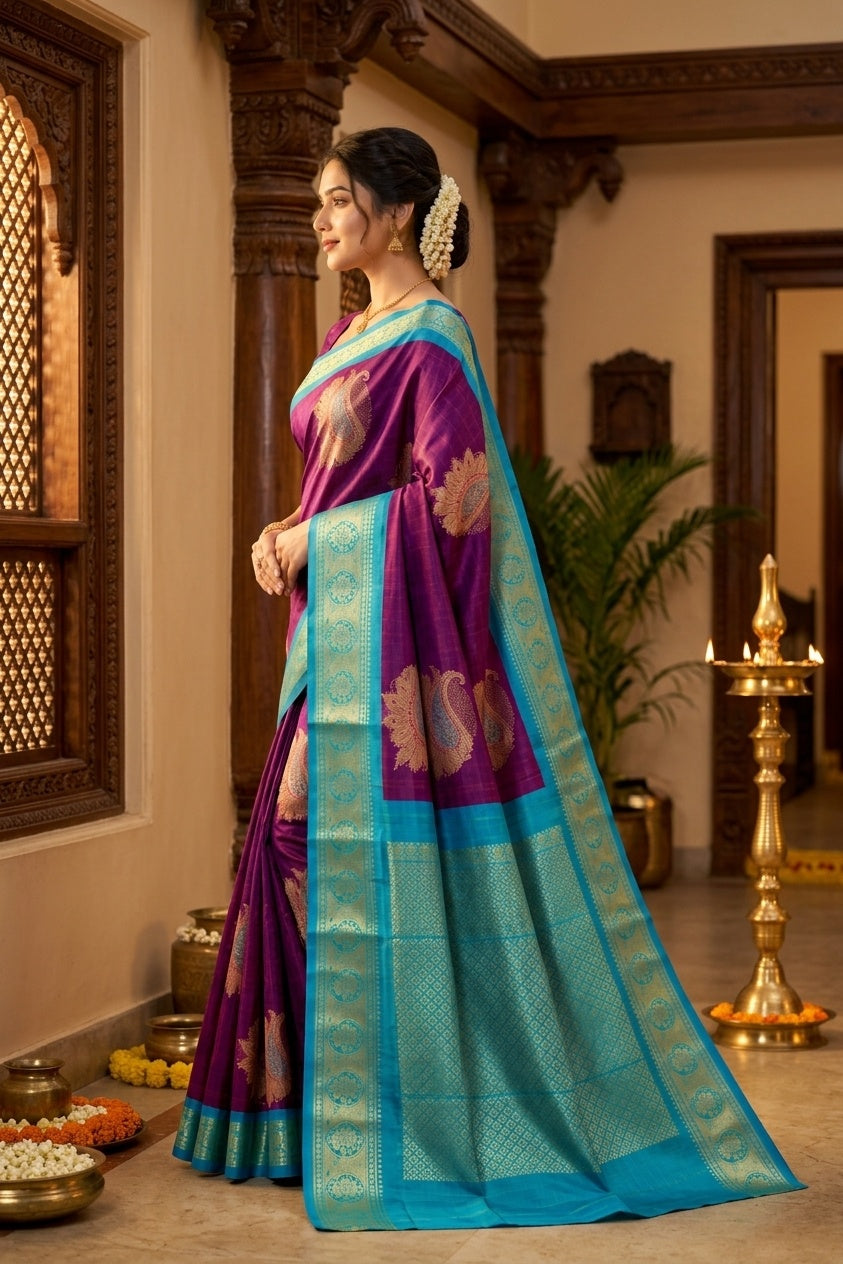 Purple With Turquoise Blue Border