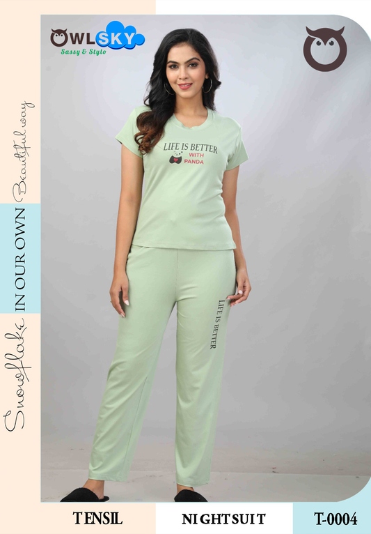 Women's Night Suit – Soft, Stylish & Comfortable Sleepwear for Women Green, Summer Night Suit for Women